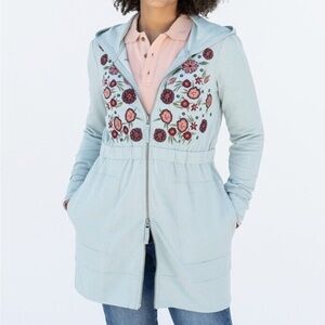 EVY’S TREE The Anne-Marie Light Green Full Zip Embroidered Hooded Sweatshirt